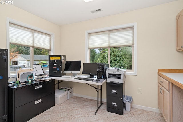 carpeted office space with plenty of natural light