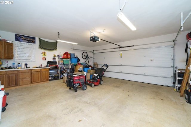 garage with a garage door opener