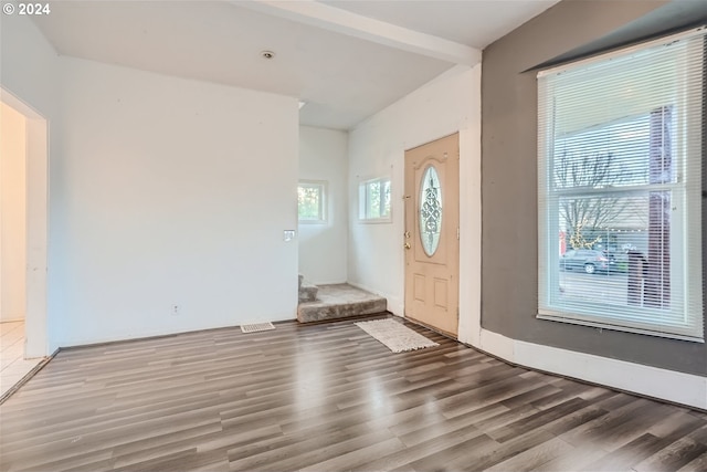 doorway to outside with dark hardwood / wood-style floors