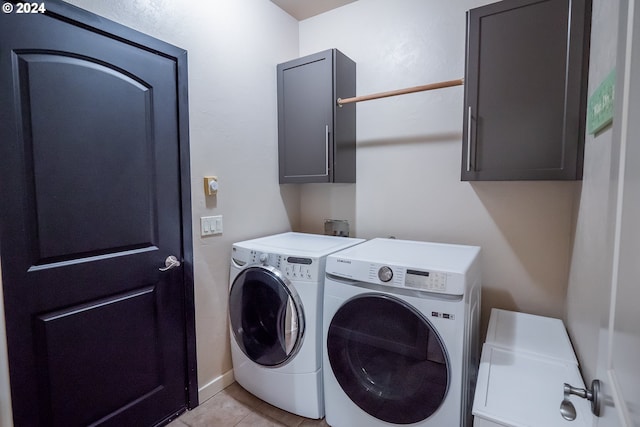 3348 Talon St, Eugene, OR 97408 - laundry area with separate washer and dryer, cabinet space, and light tile patterned floors