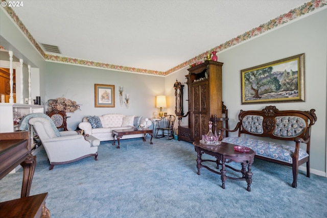 living room featuring carpet flooring