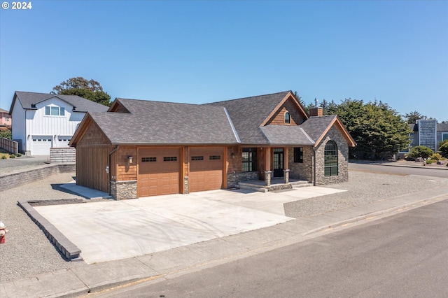 view of front of property featuring a garage