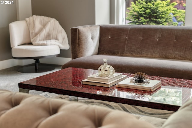 living room featuring carpet floors