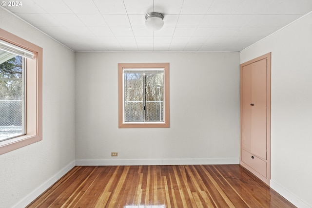 spare room featuring dark wood-type flooring