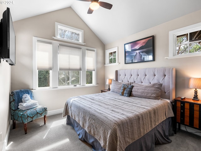 1506 NW Awbrey Rd, Bend, OR 97703 - carpeted bedroom featuring vaulted ceiling and ceiling fan