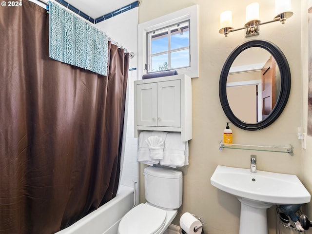 1506 NW Awbrey Rd, Bend, OR 97703 - bathroom featuring toilet and shower / bathtub combination with curtain