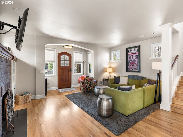 1506 NW Awbrey Rd, Bend, OR 97703 - living room featuring a fireplace and light hardwood / wood-style flooring