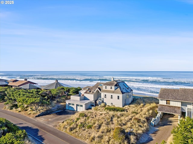 property view of water featuring a beach view