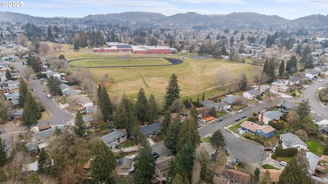 aerial view with a mountain view