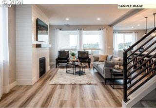 living room featuring light hardwood / wood-style floors