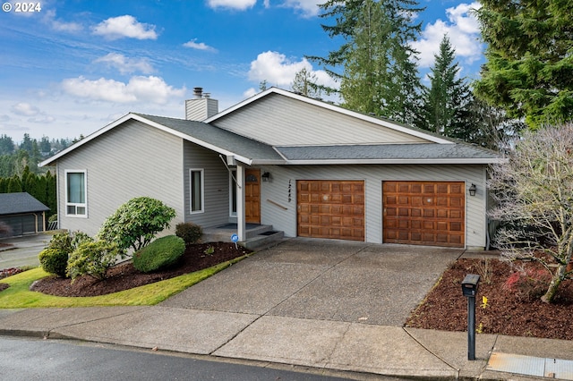 single story home with a garage