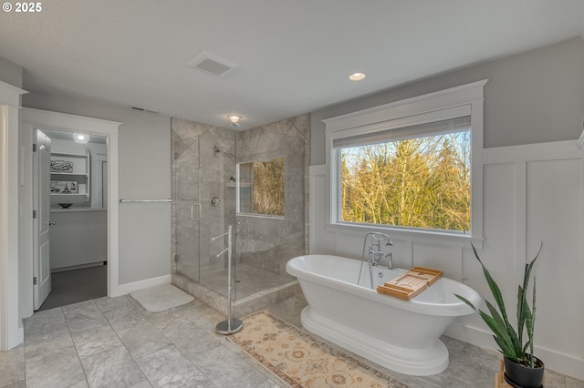 bathroom with plus walk in shower