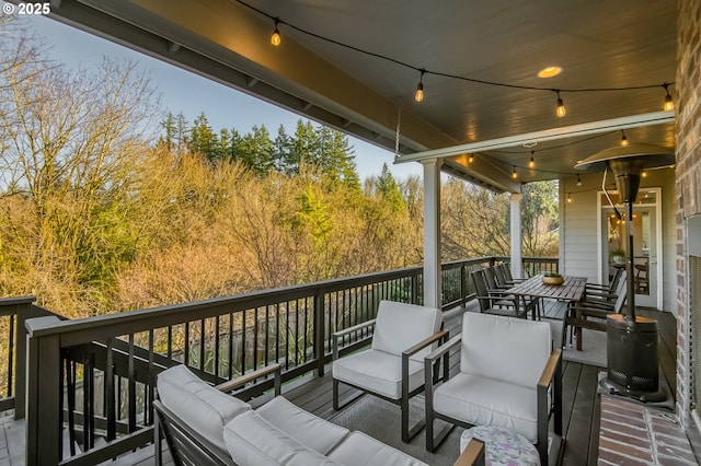 deck featuring an outdoor living space