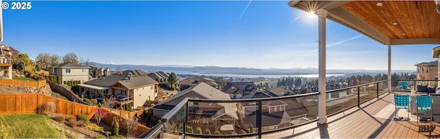 balcony featuring a mountain view