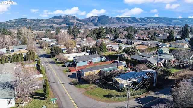 drone / aerial view with a mountain view