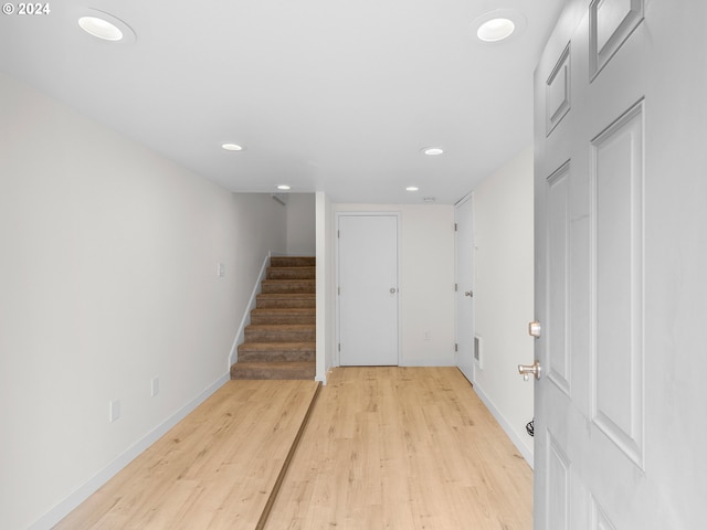 interior space with light hardwood / wood-style floors