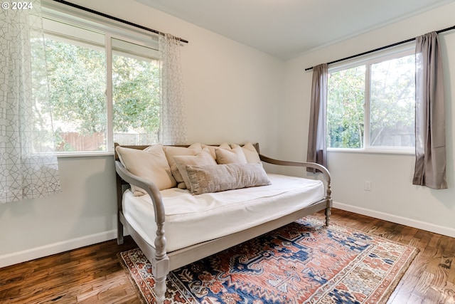 sitting room featuring dark wood-type flooring and a wealth of natural light