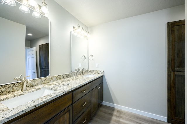 bathroom featuring wood-type flooring and vanity