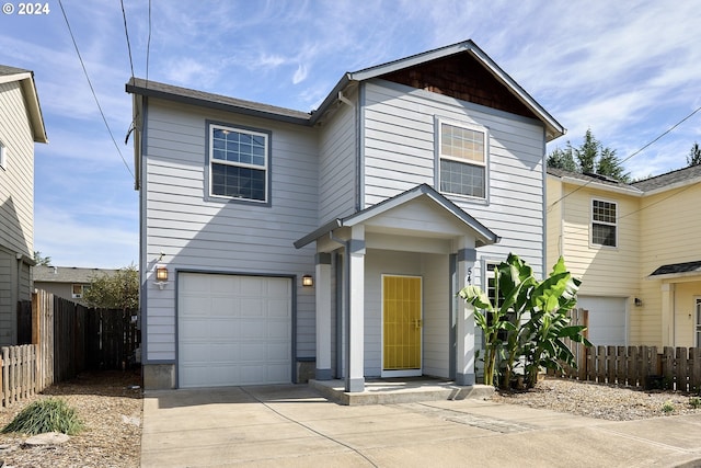 view of property with a garage