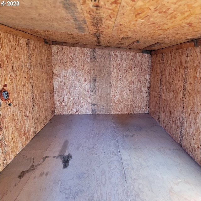 below grade area with wood walls