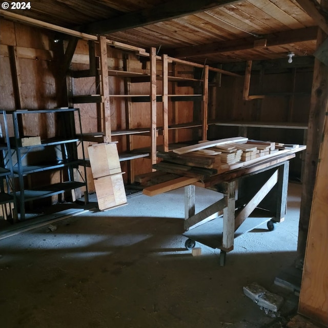 miscellaneous room with wood ceiling