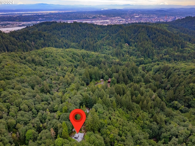 6733 NW Cornell Rd, Portland, OR 97229 - drone / aerial view of a heavily wooded area and a mountain backdrop