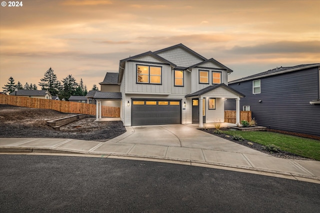 view of front of house with a garage