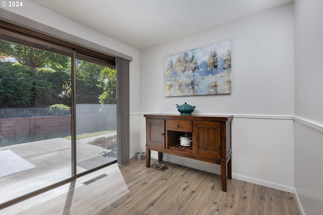 interior space with light hardwood / wood-style flooring