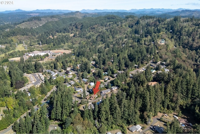 bird's eye view with a mountain view