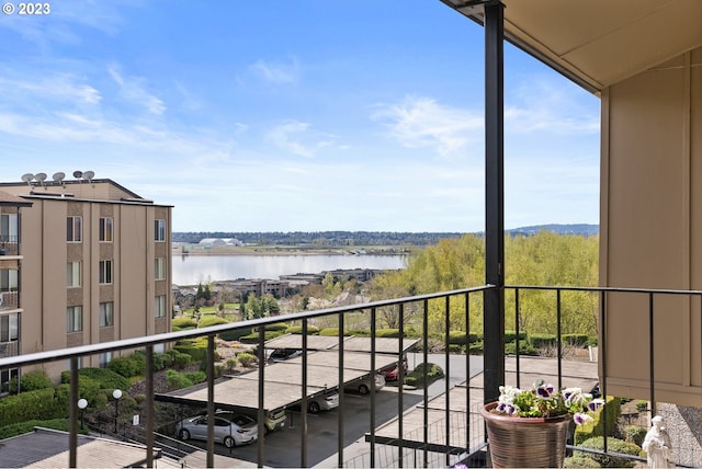 balcony with a water view