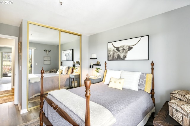 bedroom featuring a closet and wood-type flooring