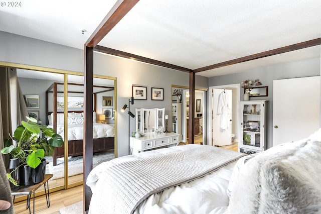 bedroom with light hardwood / wood-style flooring