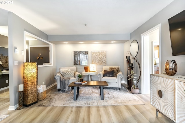 living area featuring light hardwood / wood-style flooring