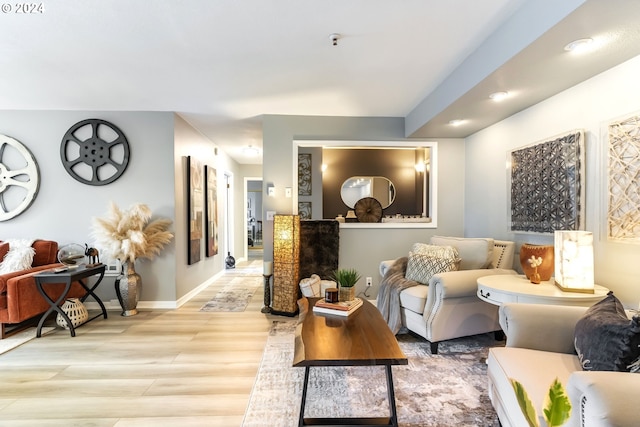 living room with light wood-type flooring