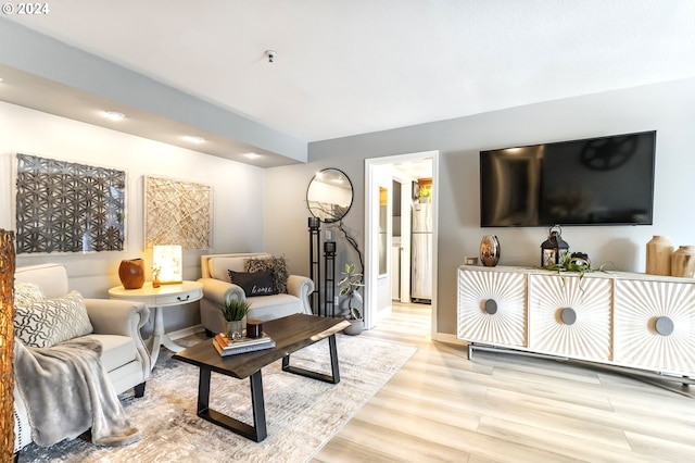 living room with light wood-type flooring