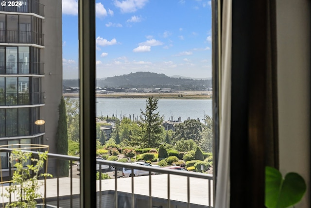 view of water feature featuring a mountain view