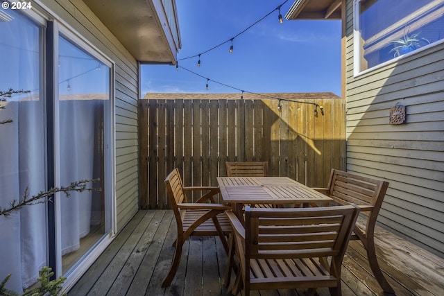 wooden balcony with a wooden deck