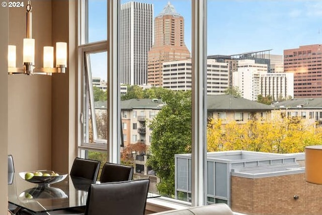 doorway to outside with a view of city