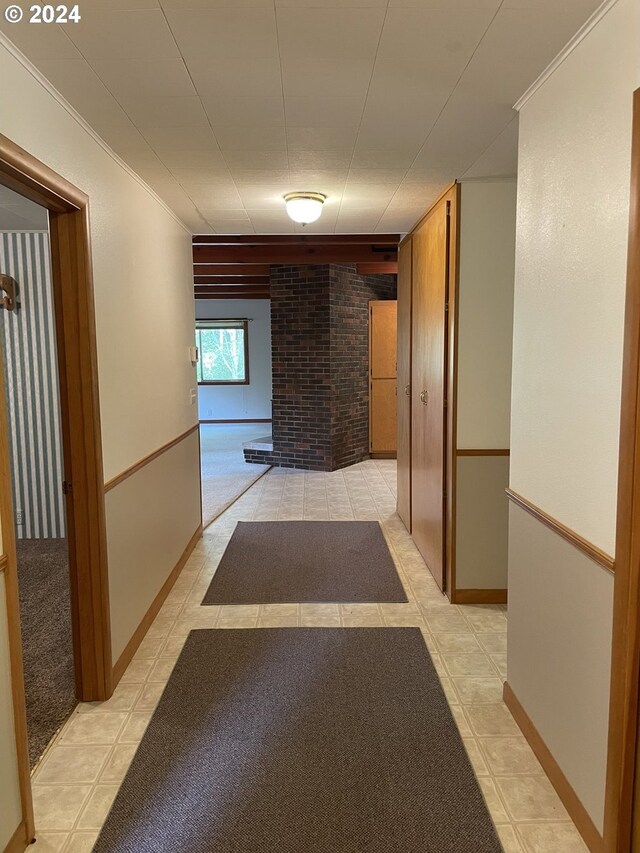 87535 Tiernan Rd, Mapleton, OR 97453 - hallway with baseboards and crown molding