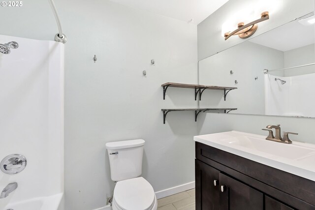 full bathroom with vanity, toilet, and shower / bath combination