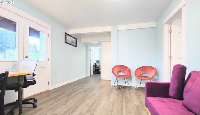 interior space with light hardwood / wood-style flooring