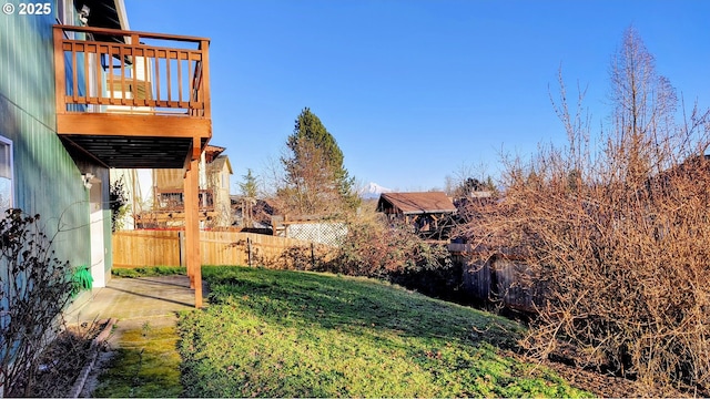 view of yard with a deck