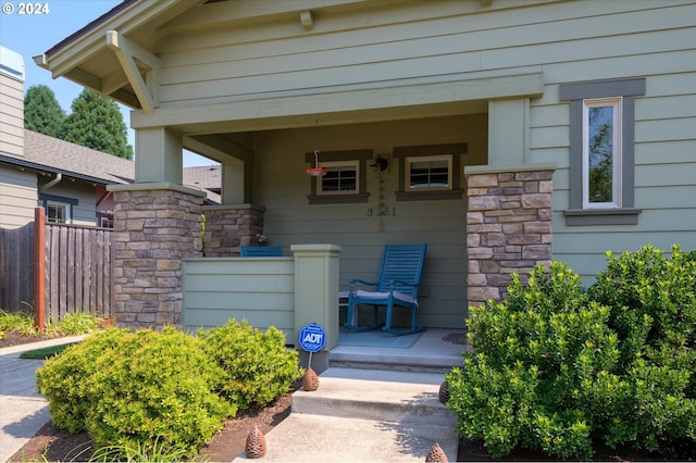 property entrance with a porch