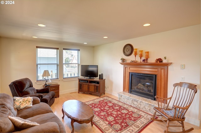 living room featuring light wood-type flooring