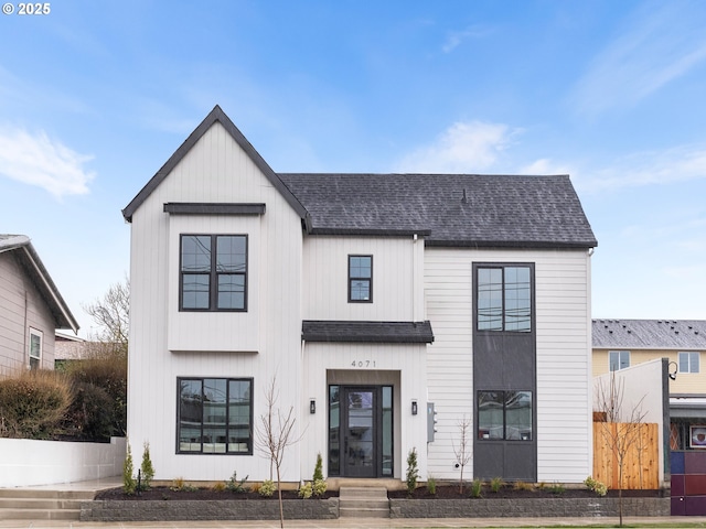 view of modern inspired farmhouse