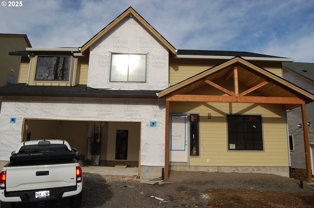 view of front of house with a garage