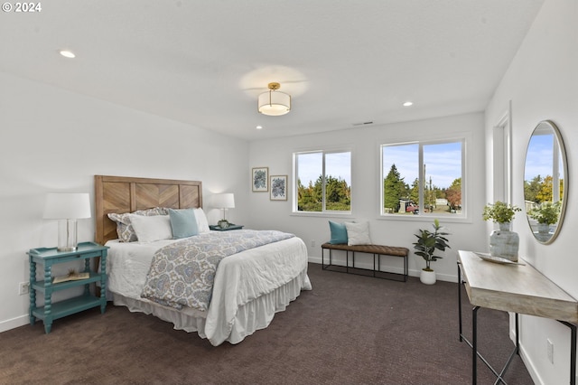 7617 SE Clackamas St, Milwaukie, OR 97222 - bedroom with dark carpet, baseboards, and recessed lighting