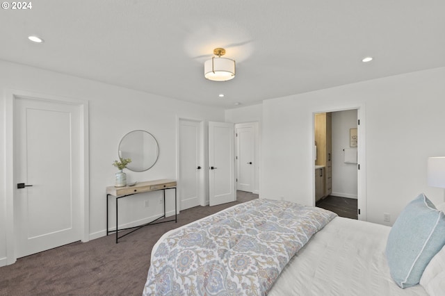 7617 SE Clackamas St, Milwaukie, OR 97222 - bedroom featuring recessed lighting, baseboards, carpet, and connected bathroom