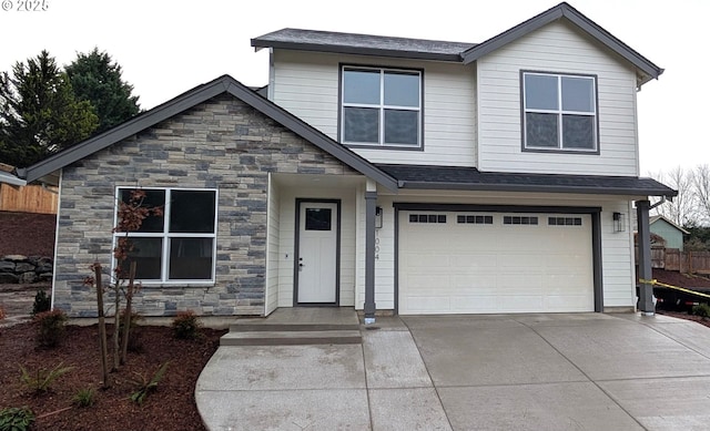 view of front of home with a garage