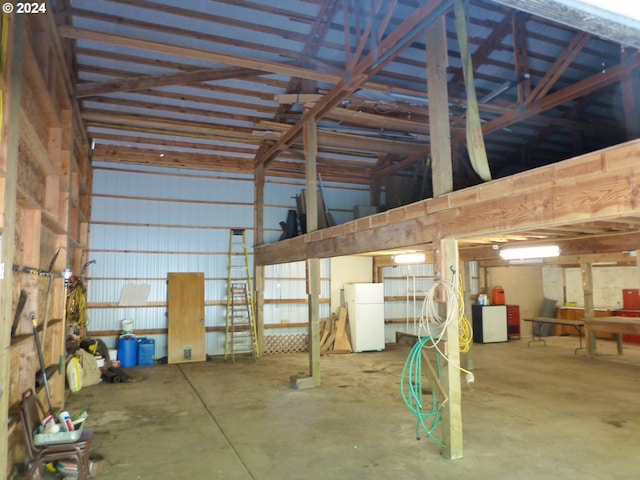 garage featuring white refrigerator